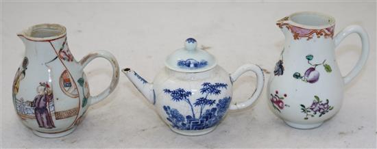 A group of Chinese polychrome and blue and white porcelain, 18th century and later